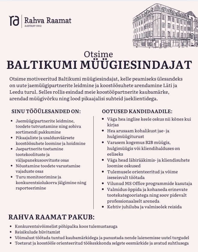 Rahva Raamat AS Baltikumi müügiesindaja