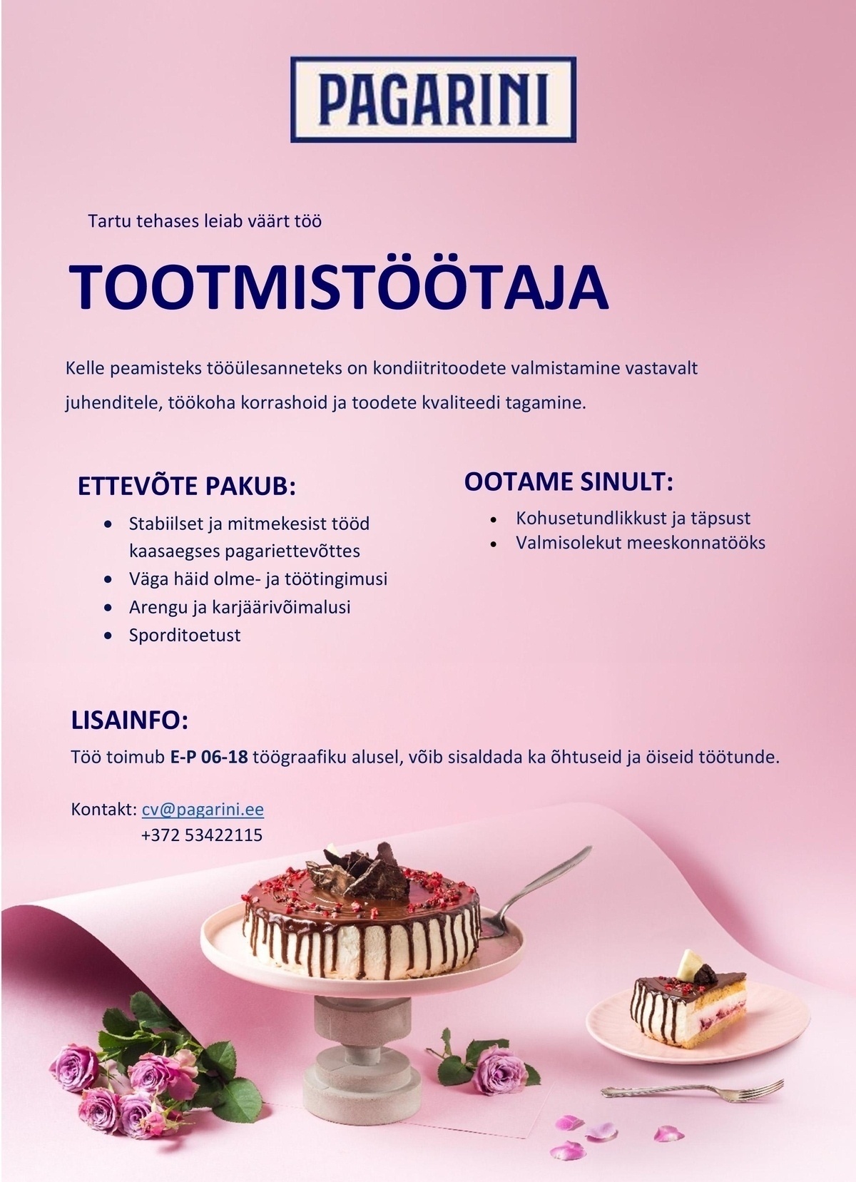 Pagarini OÜ Tootmistöötaja