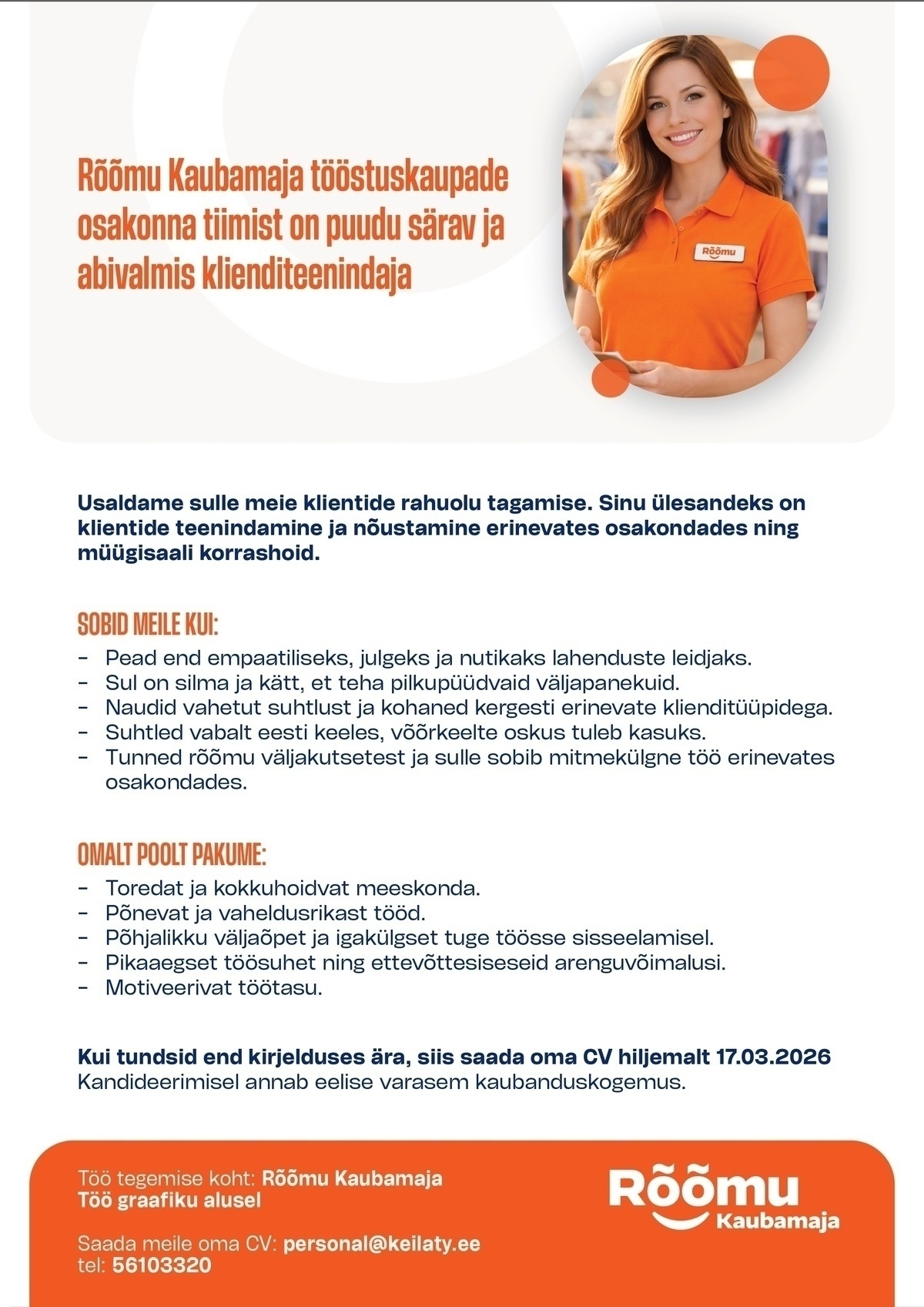 Keila Tarbijate Ühistu Klienditeenindaja Rõõmu Kaubamaja tööstuskaupade osakonda