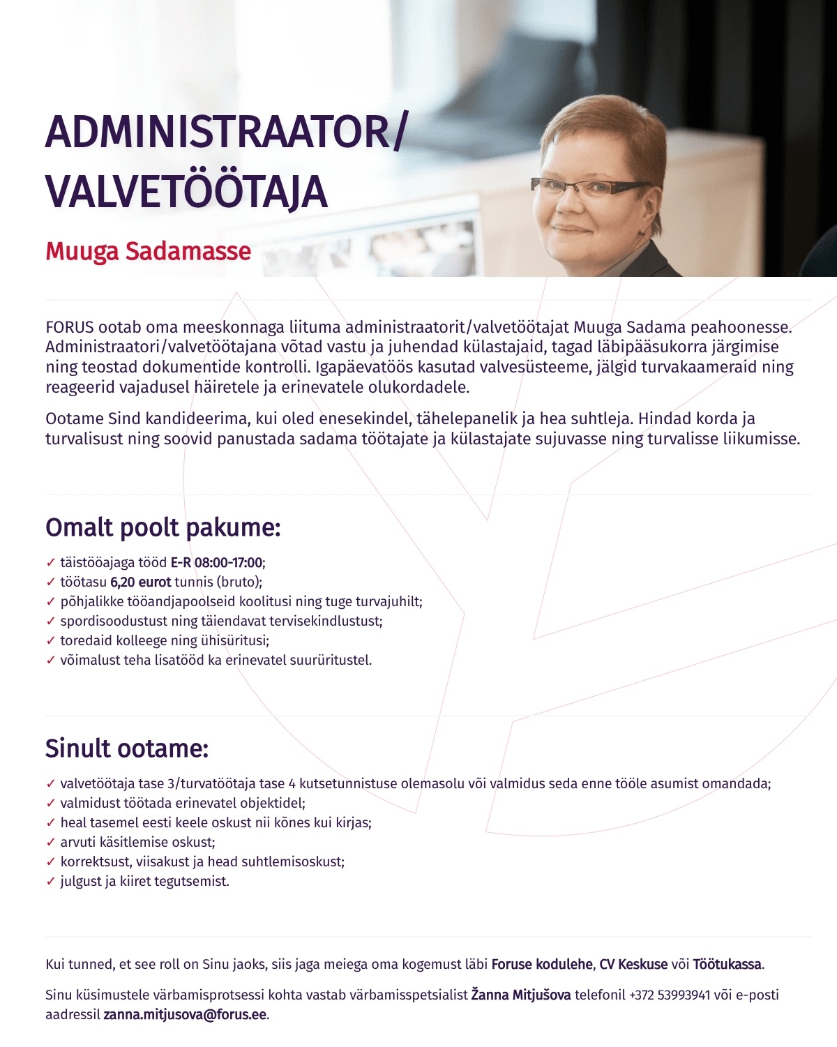 Forus Security AS Administraator/Valvetöötaja Muuga Sadamasse