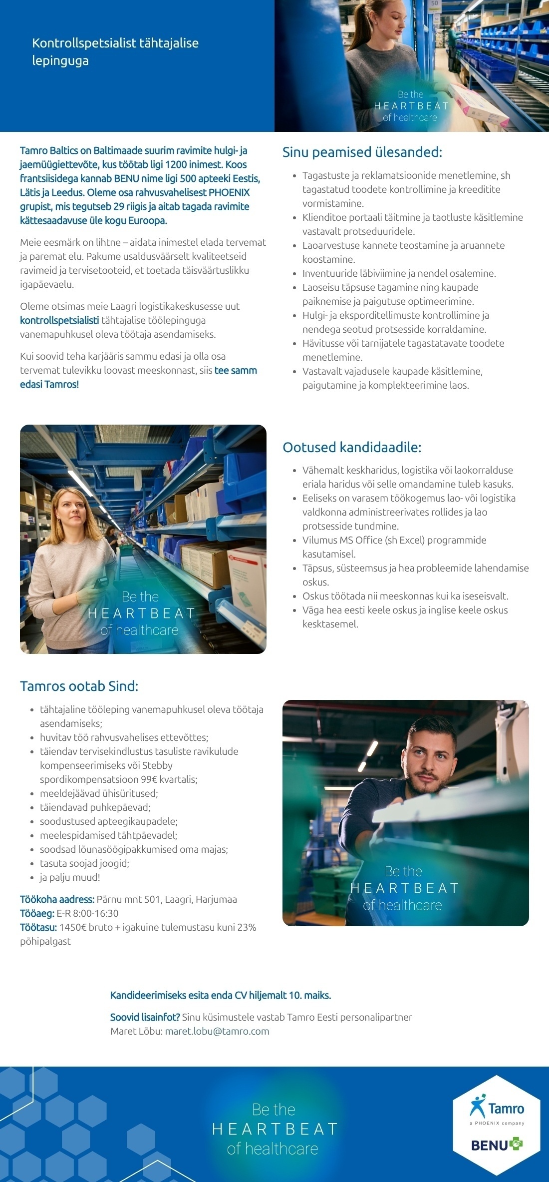TAMRO EESTI OÜ Kontrollspetsialist tähtajalise lepinguga