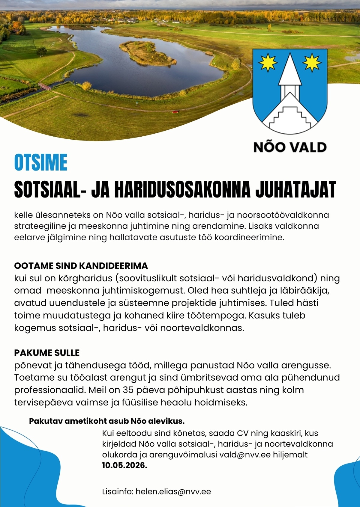 Nõo Vallavalitsus Sotsiaal- ja haridusosakonna juhataja