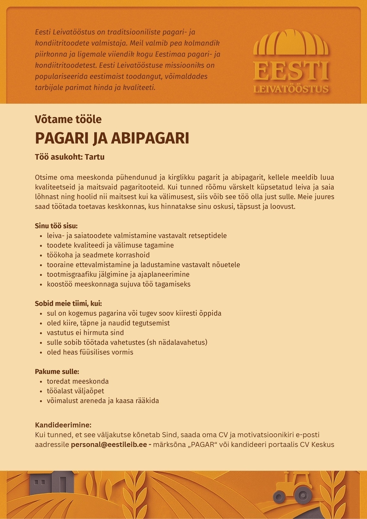 EESTI LEIVATÖÖSTUS AS PAGAR JA ABIPAGAR