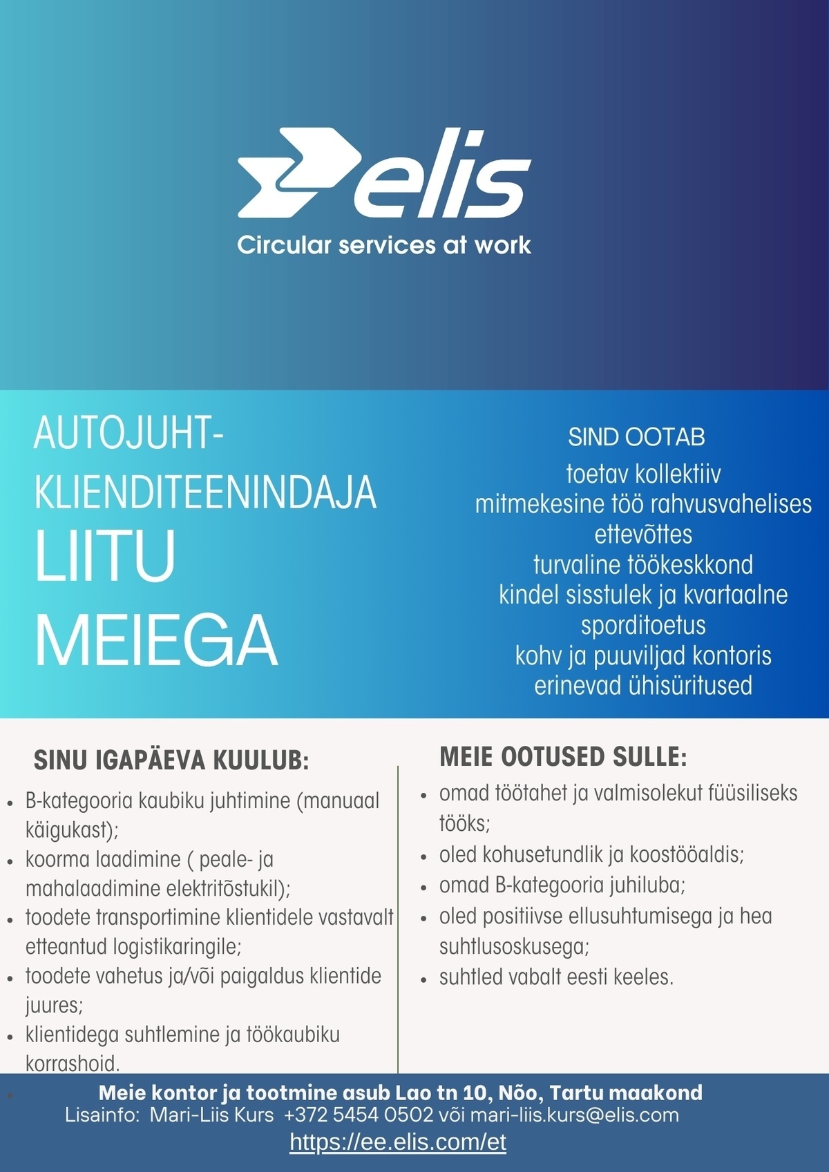Elis Textile Service AS Autojuht-klienditeenindaja