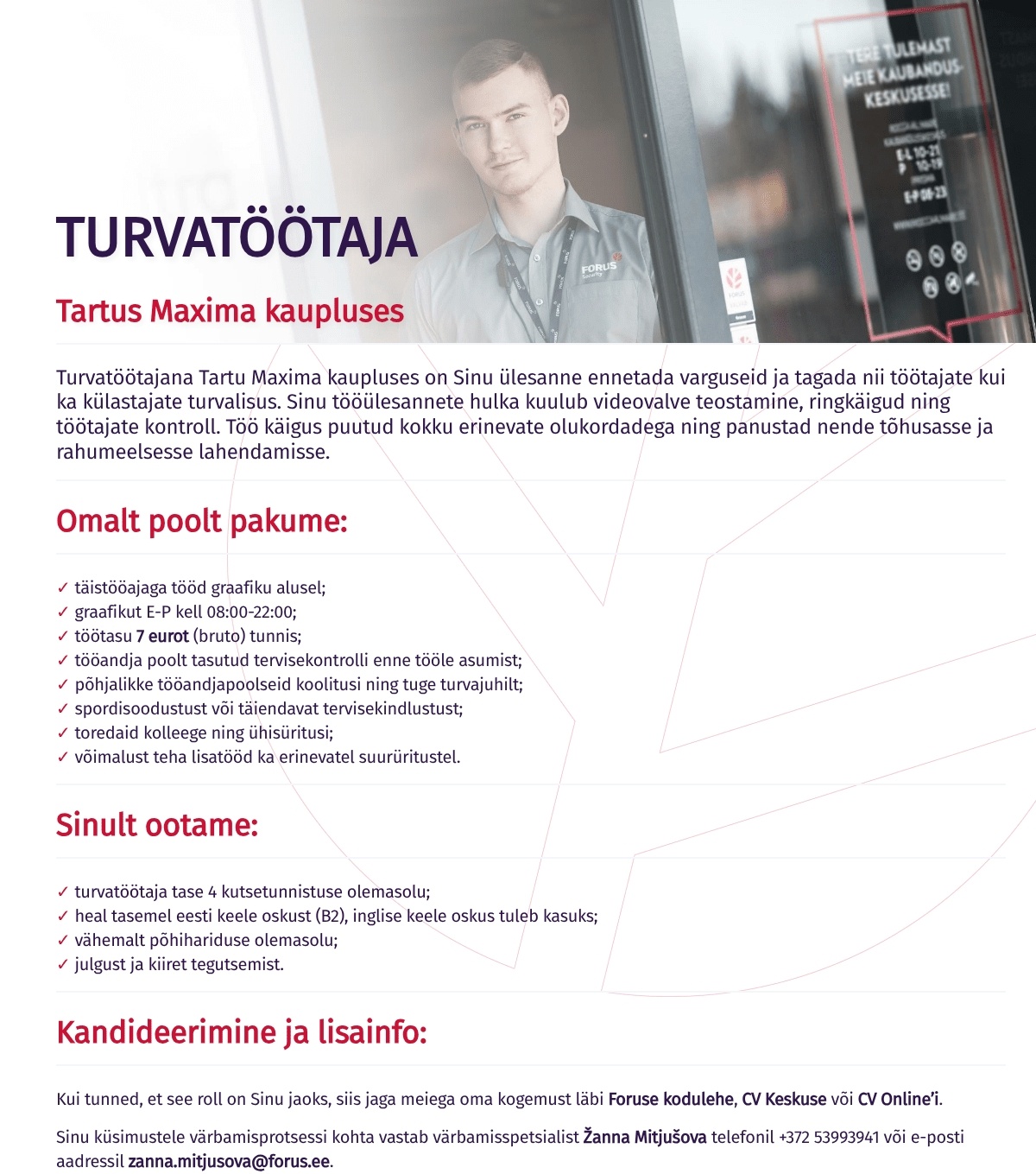 Forus Security AS Turvatöötaja Tartu Maximas