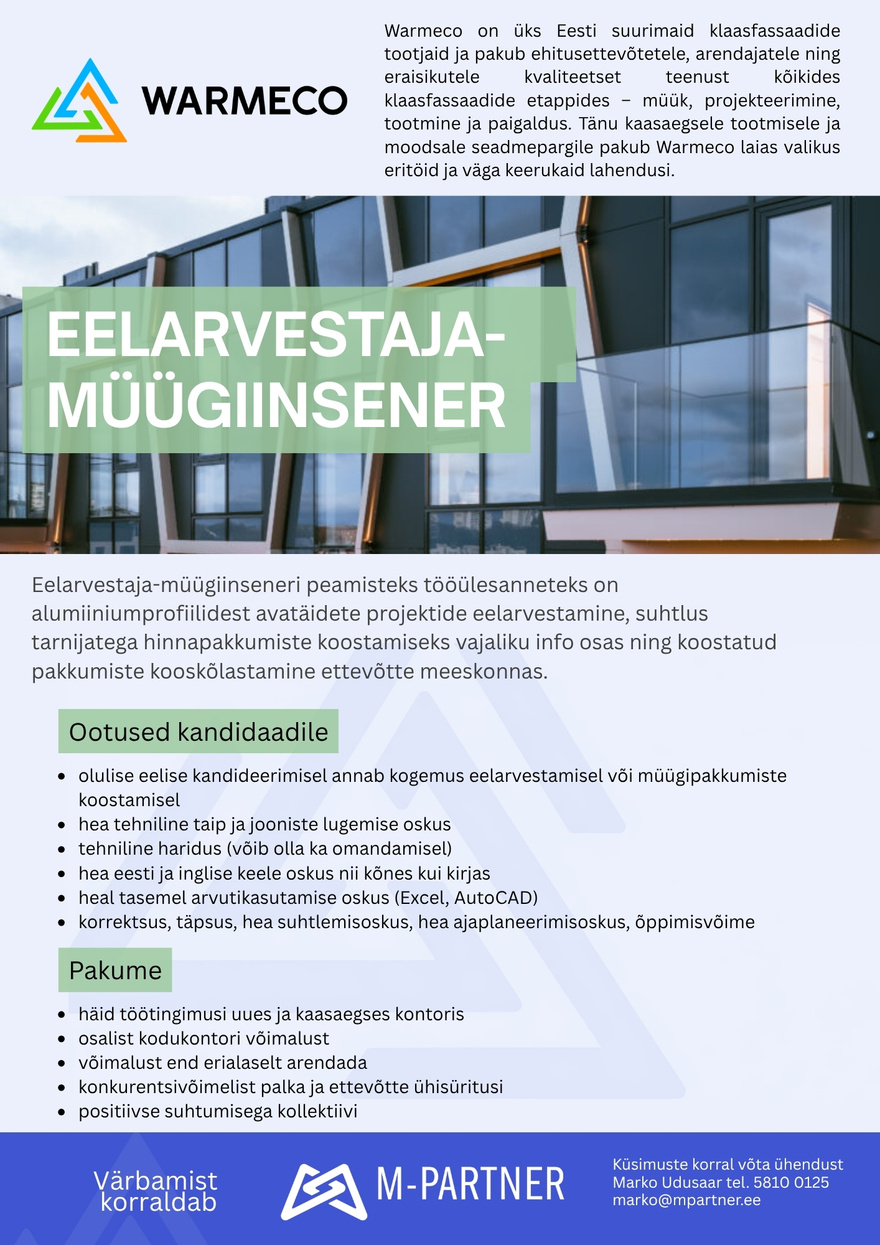 M-Partner HR Eelarvestaja-müügiinsener