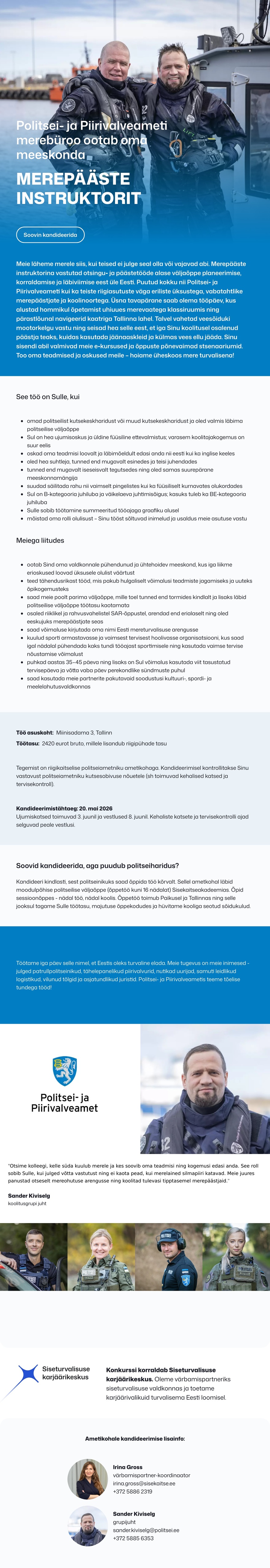 Siseturvalisuse karjäärikeskus Merepääste instruktor