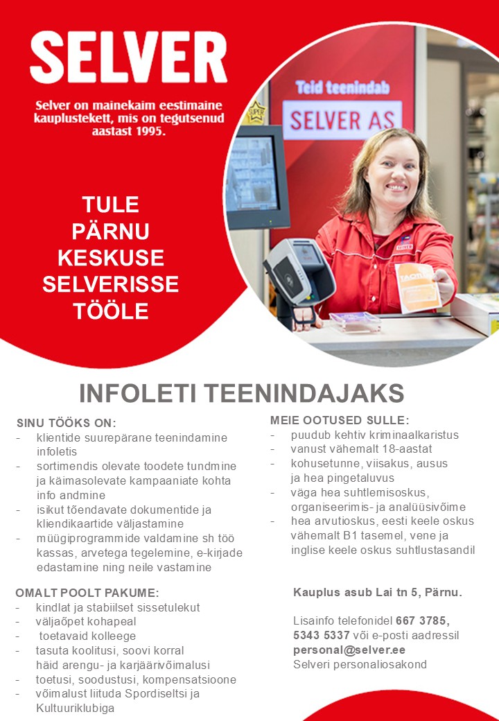 Selver Infoteenindaja Pärnu Keskuse Selveris
