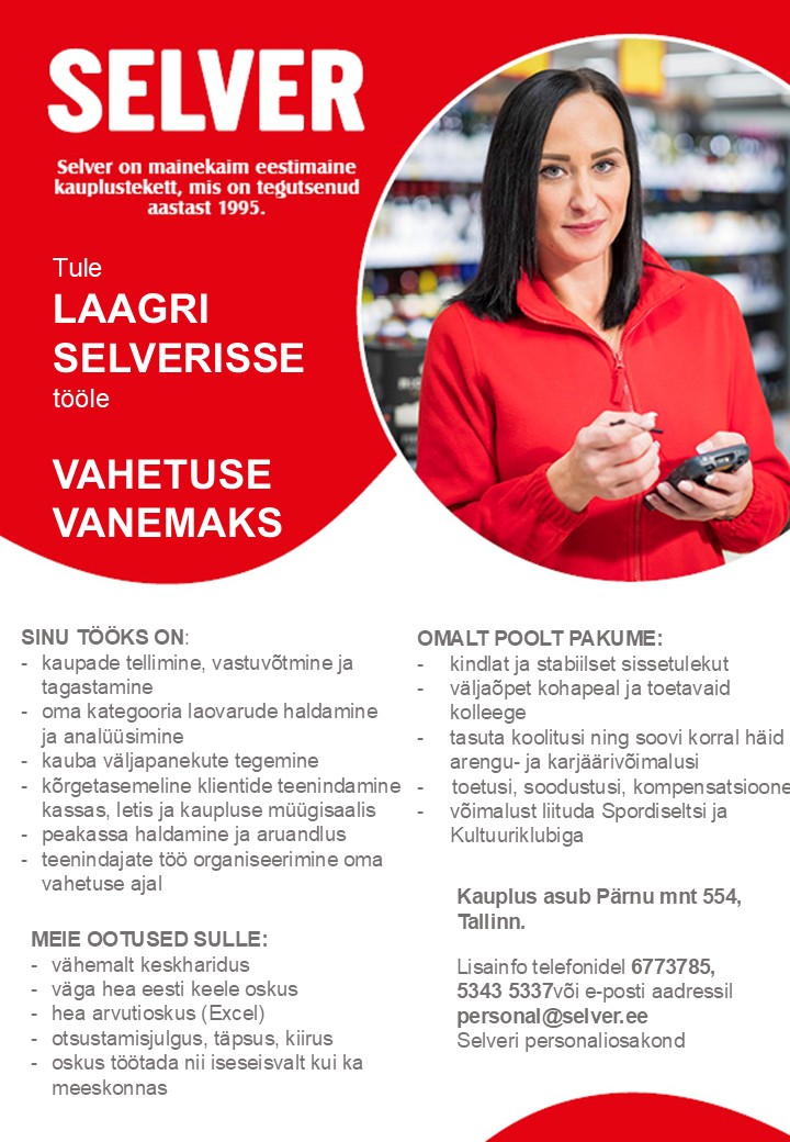 Selver Vahetuse vanem Laagri Selveris