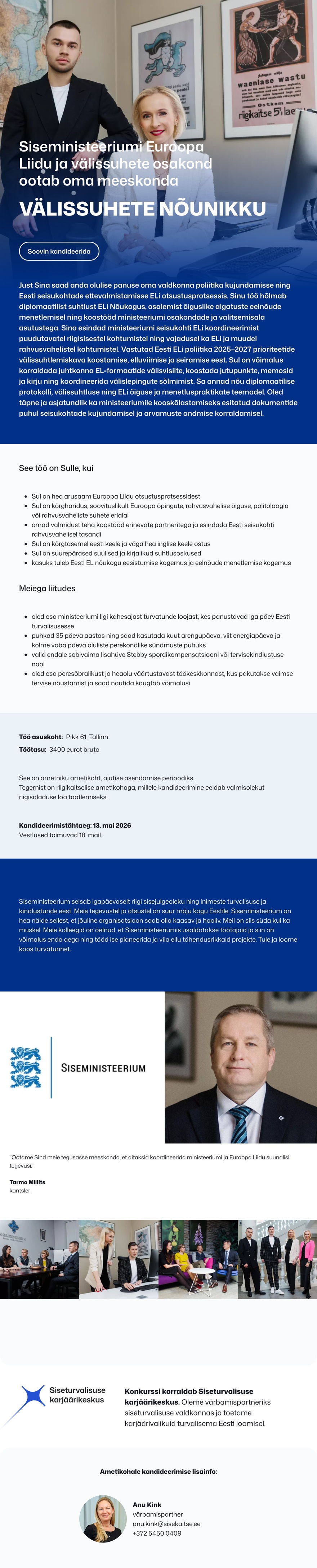 Siseturvalisuse karjäärikeskus Välissuhete nõunik