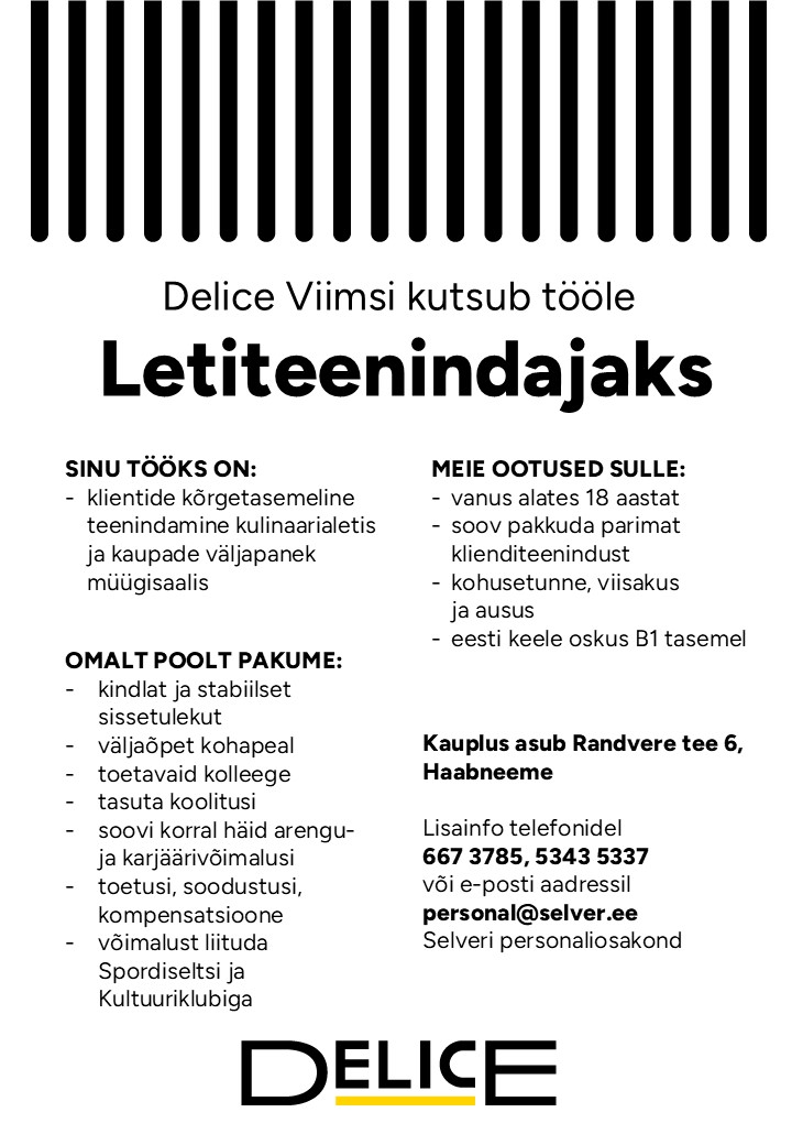 Selver Letiteenindaja Delice Viimsi kaupluses
