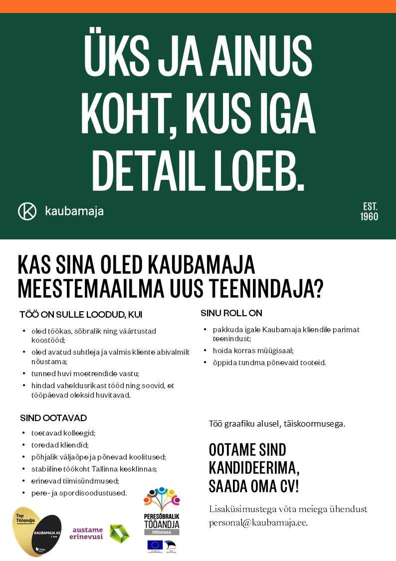 Kaubamaja Meestemaailma teenindaja