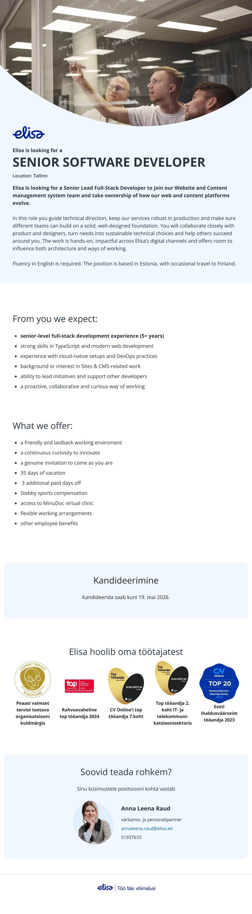 Elisa Eesti AS Senior Software Developer