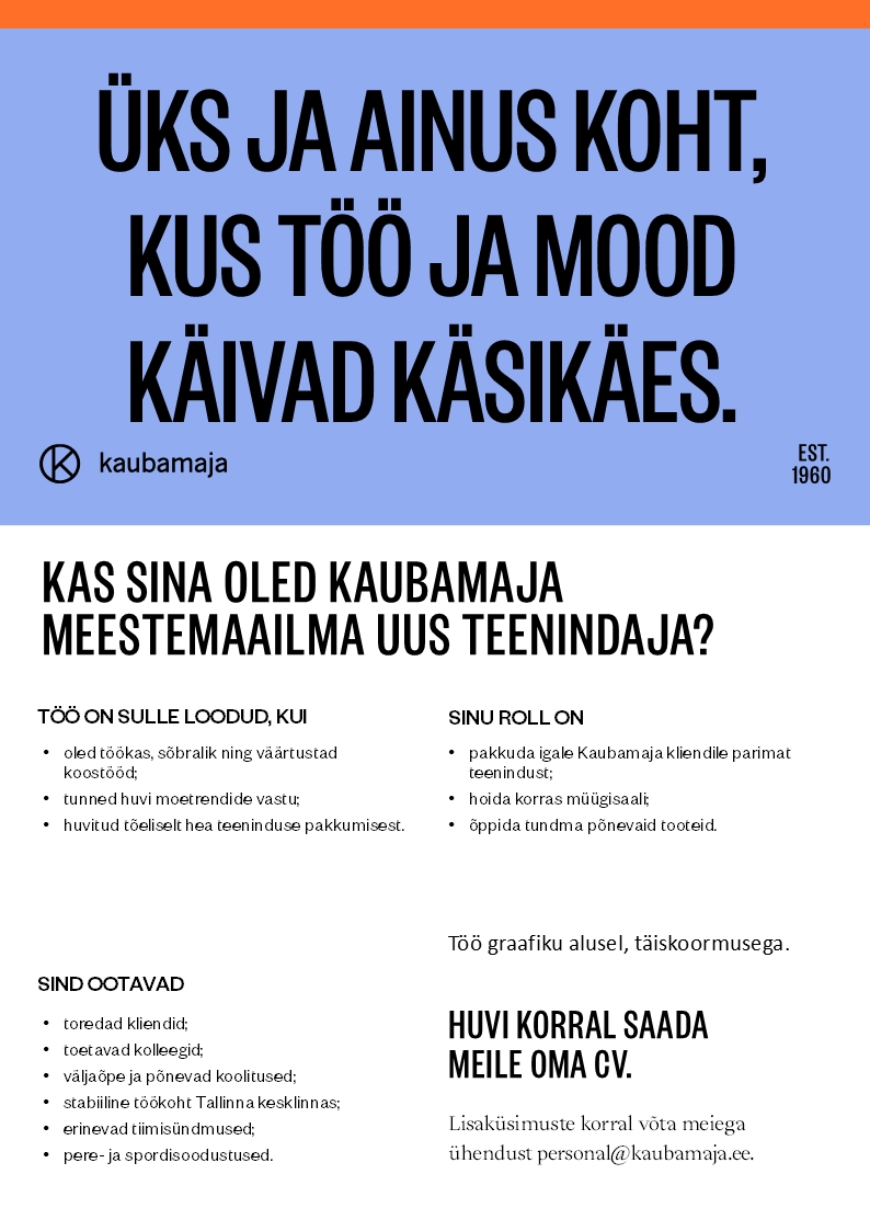 Kaubamaja Kaubamaja Meestemaailma teenindaja
