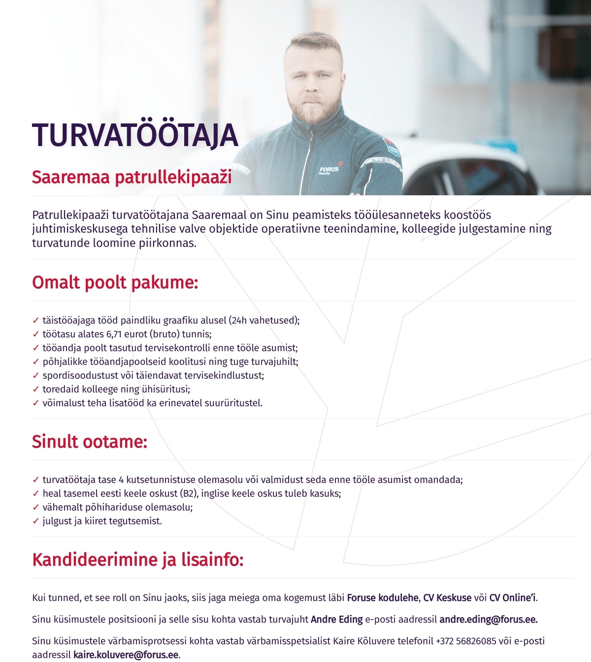 Forus Security AS Turvatöötaja Saaremaa patrullekipaaži