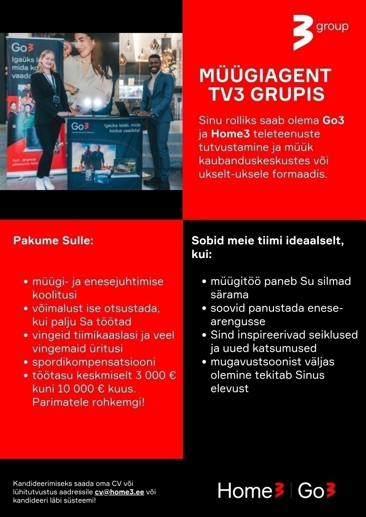 Go3 Baltics AS Müügiagent TV3 Grupis