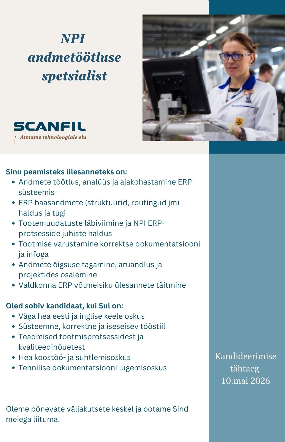 Scanfil OÜ NPI andmetöötluse spetsialist