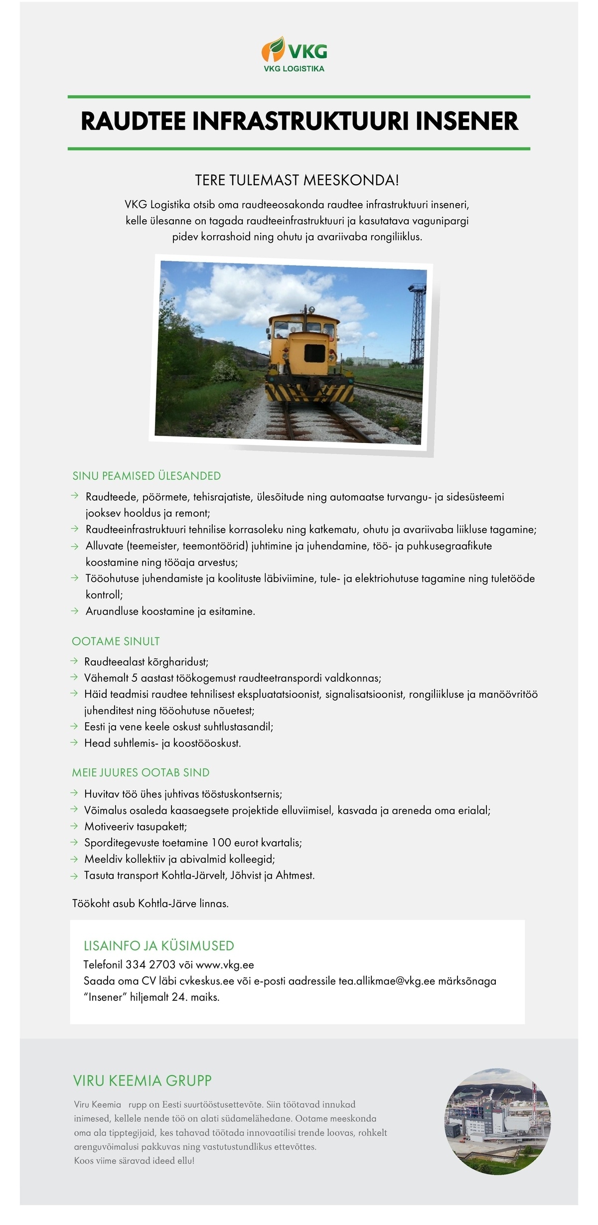 Viru Keemia Grupp AS RAUDTEE INFRASTRUKTUURI INSENER