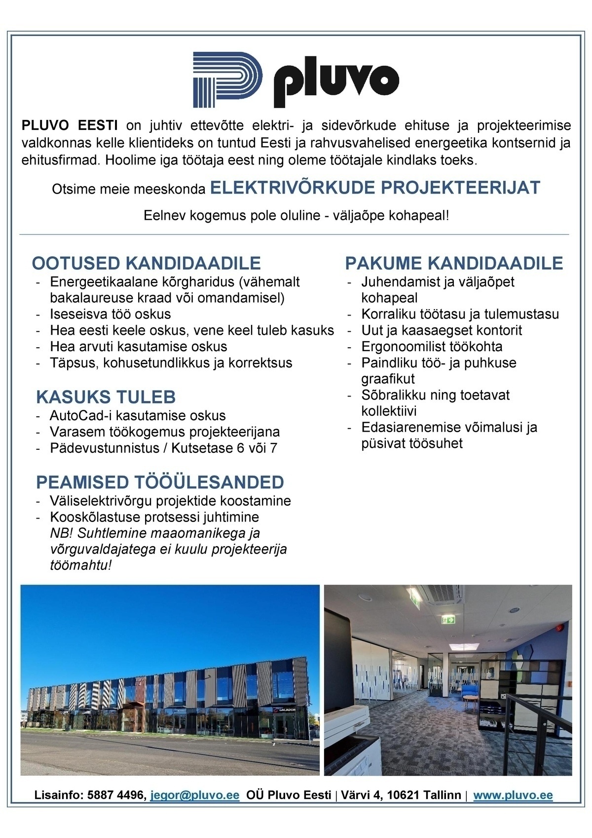 OÜ Pluvo Eesti ELEKTRIVÕRKUDE PROJEKTEERIJA