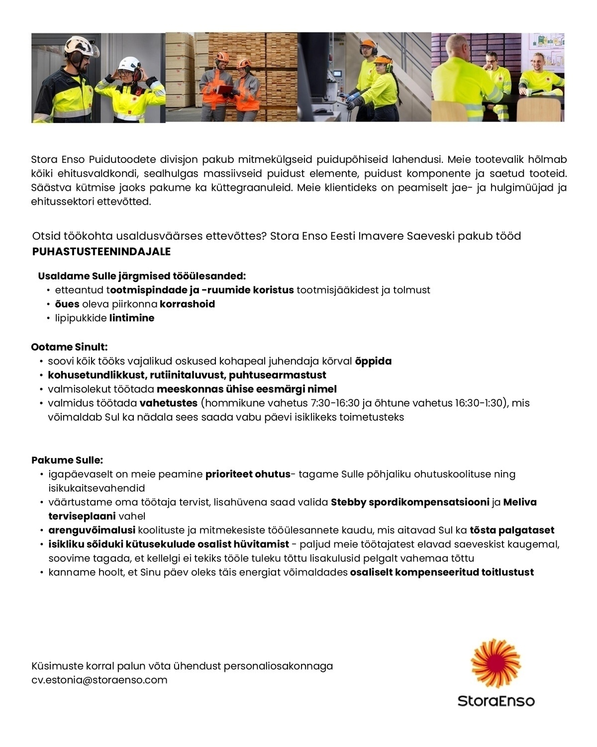 Stora Enso Eesti AS Puhastusteenindaja