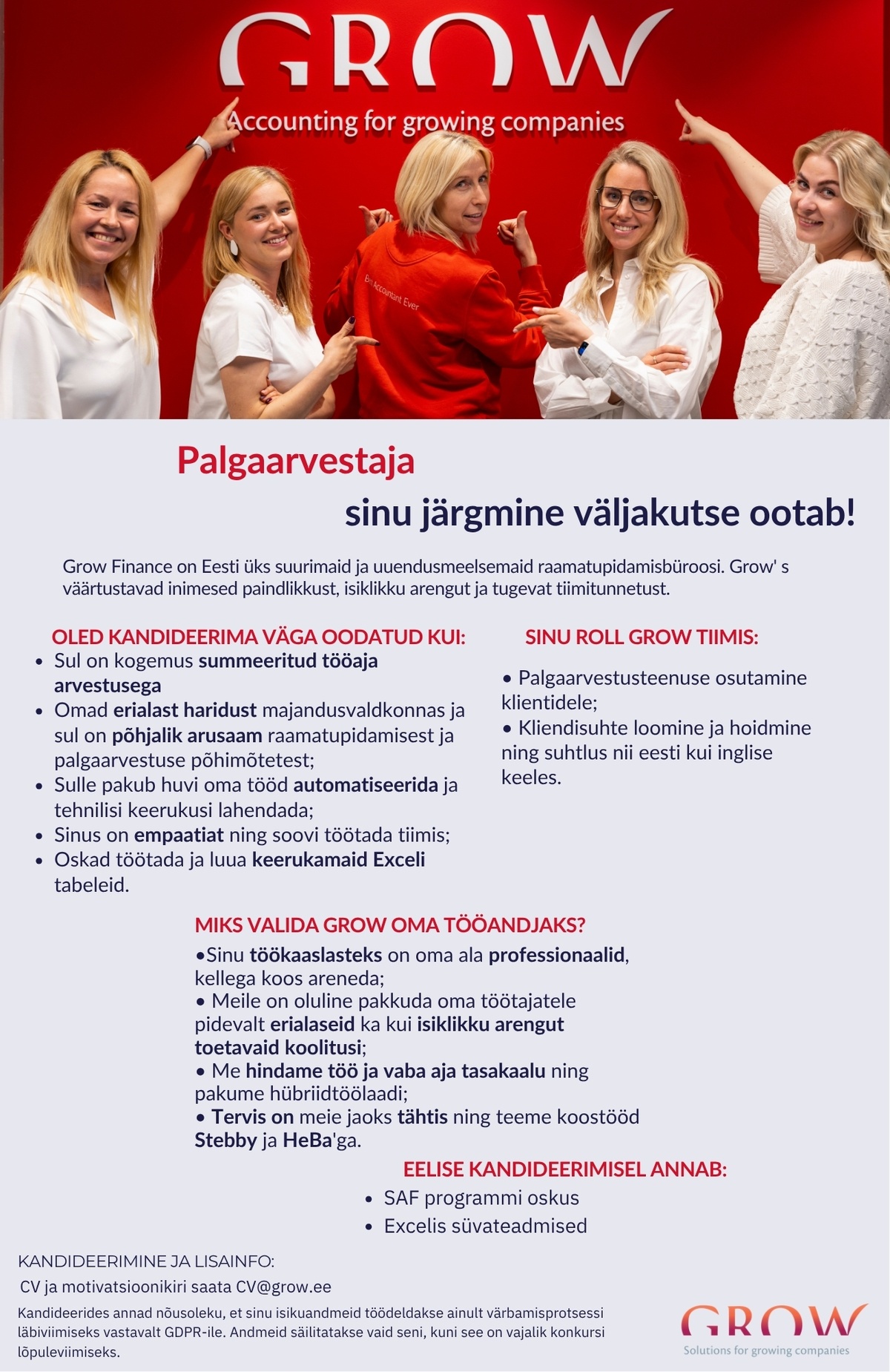 Grow Finance OÜ Palgaarvestaja