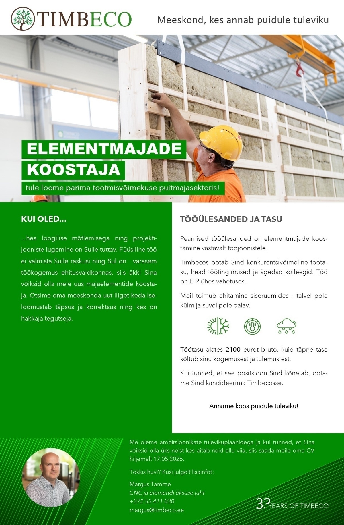 TIMBECO WOODHOUSE OÜ Elementmajade koostaja