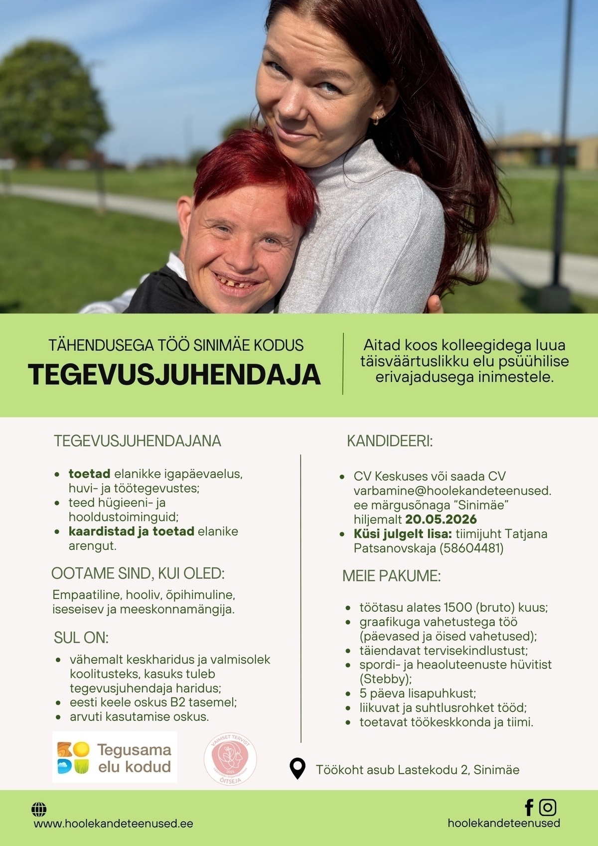 HOOLEKANDETEENUSED AS TÄHENDUSEGA TÖÖ tegevusjuhendajale Sinimäel
