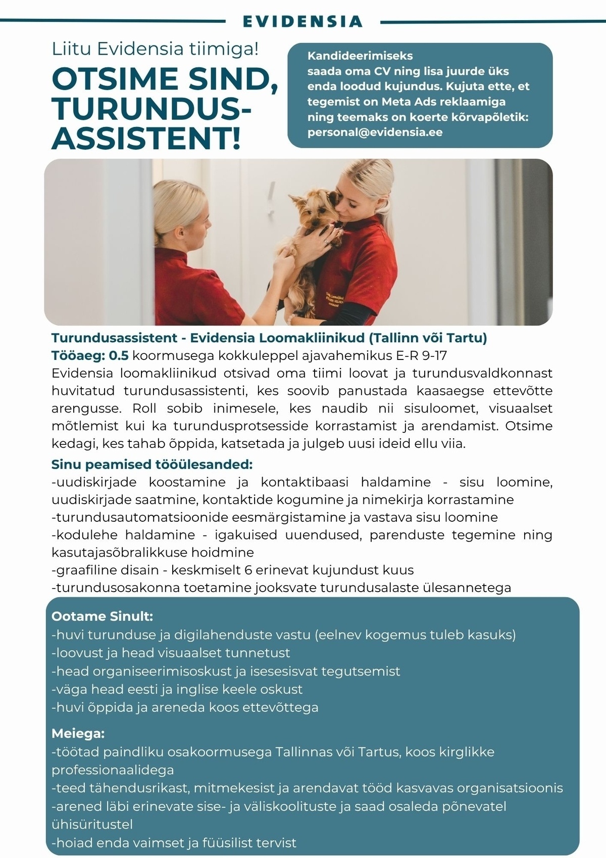 Evidensia Loomakliinikud OÜ Turundusassistent