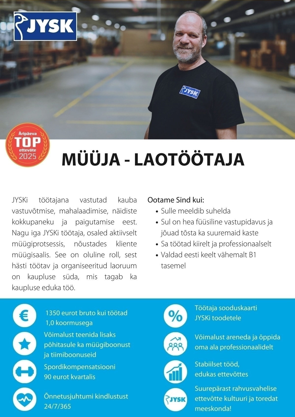 JYSK Linnen'n Furniture OÜ Müüja - laotöötaja Järve JYSK