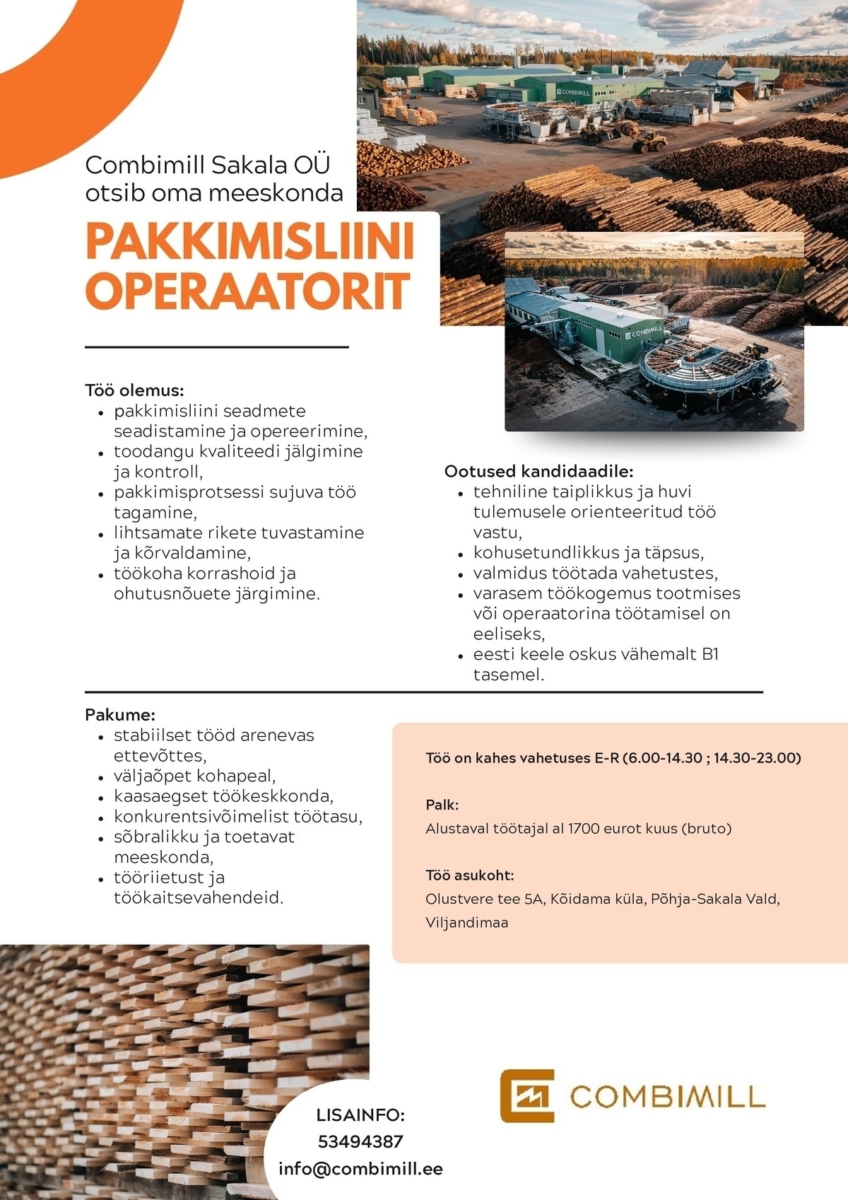 COMBIMILL SAKALA OÜ Operaator