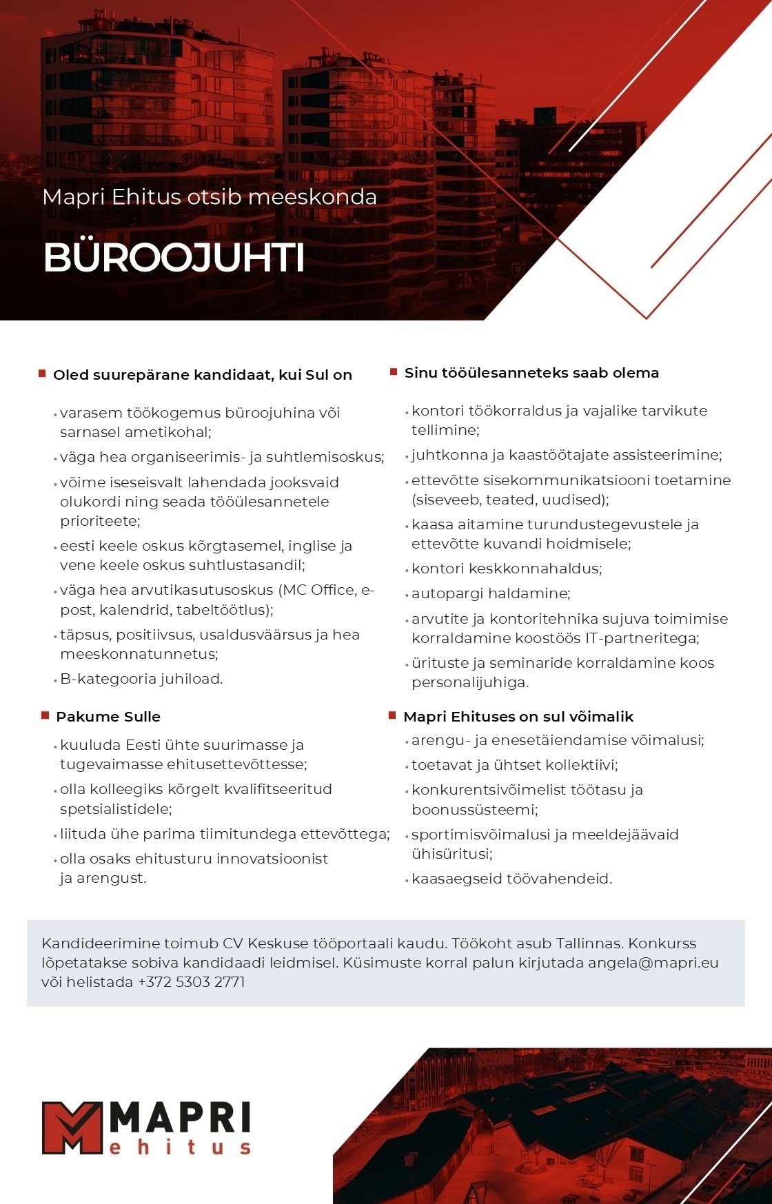 MAPRI EHITUS OÜ Büroojuht