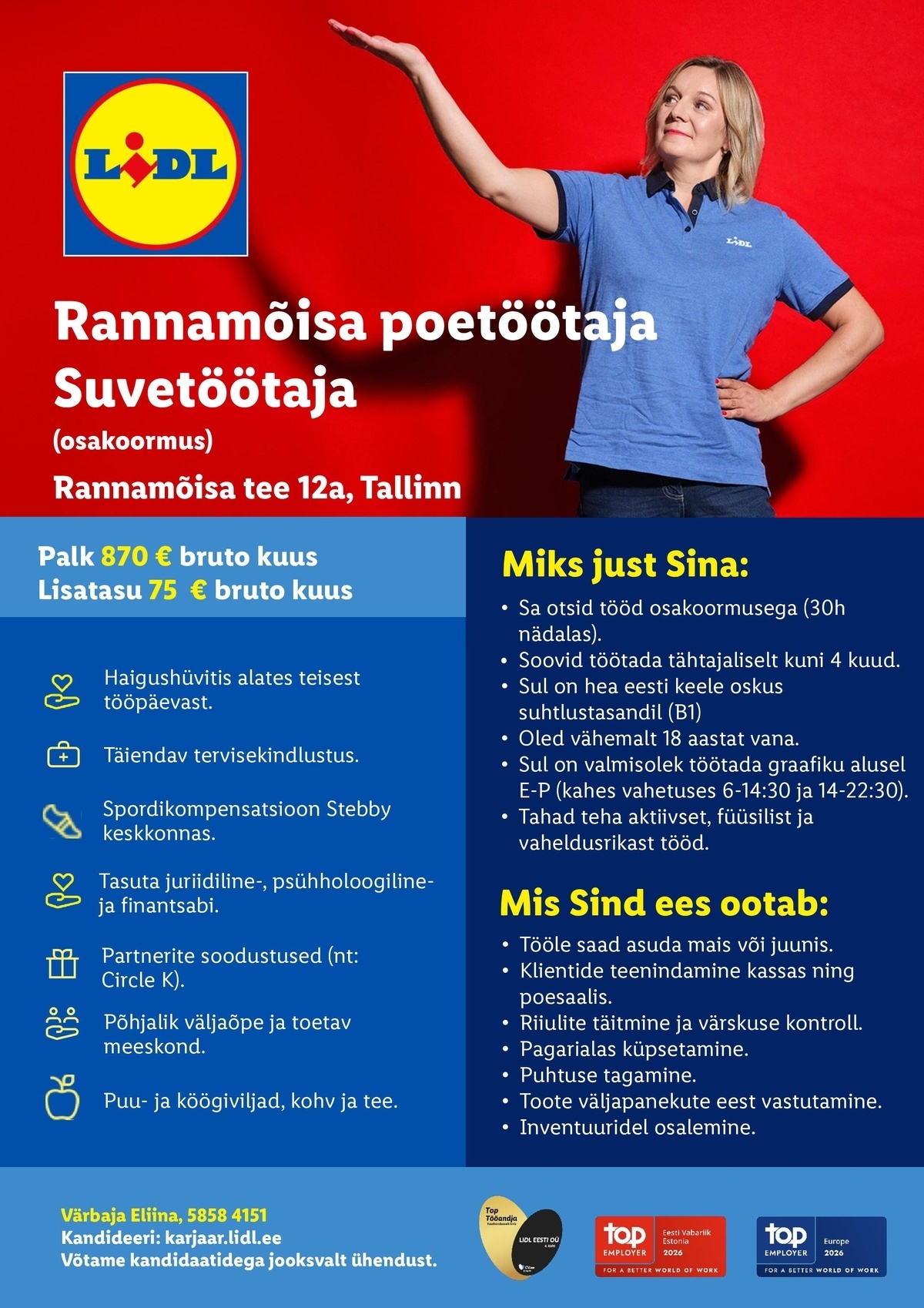 Lidl Eesti OÜ Tallinna Rannamõisa poetöötaja - Suvetöötaja (osaline tööaeg)