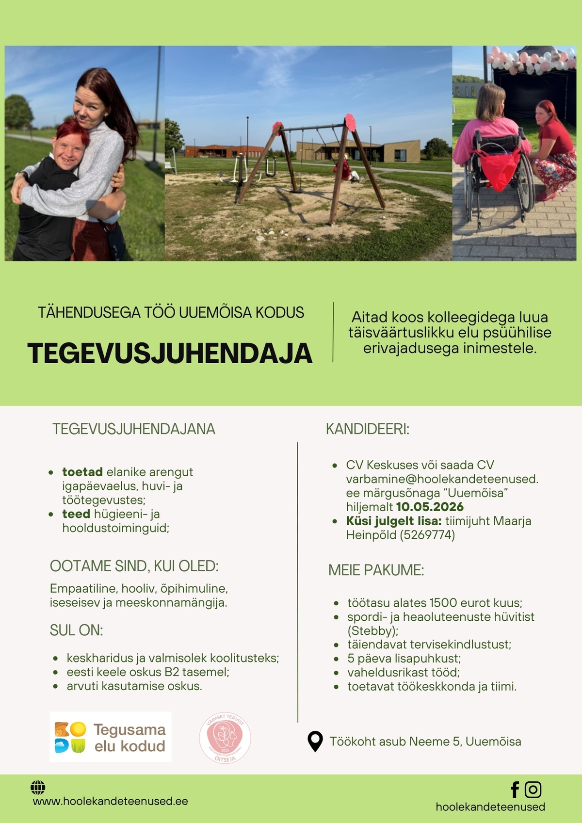 HOOLEKANDETEENUSED AS Tegevusjuhendaja Uuemõisa Kodus