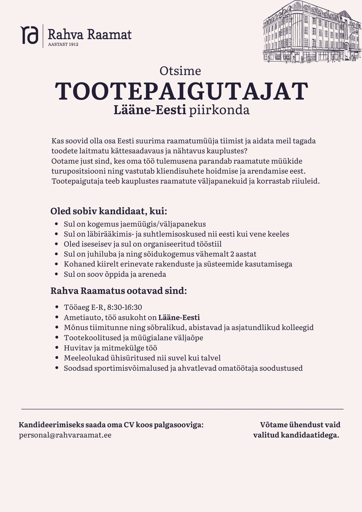 Rahva Raamat AS Tootepaigutaja Lääne-Eesti piirkonda