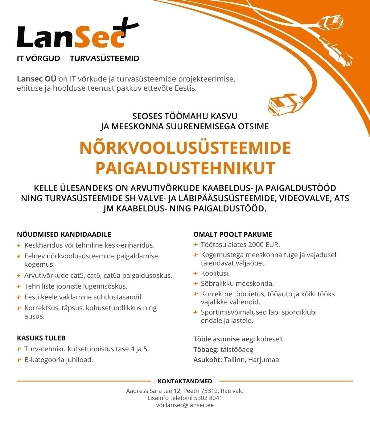 LANSEC OÜ NÕRKVOOLUSÜSTEEMIDE TEHNIK