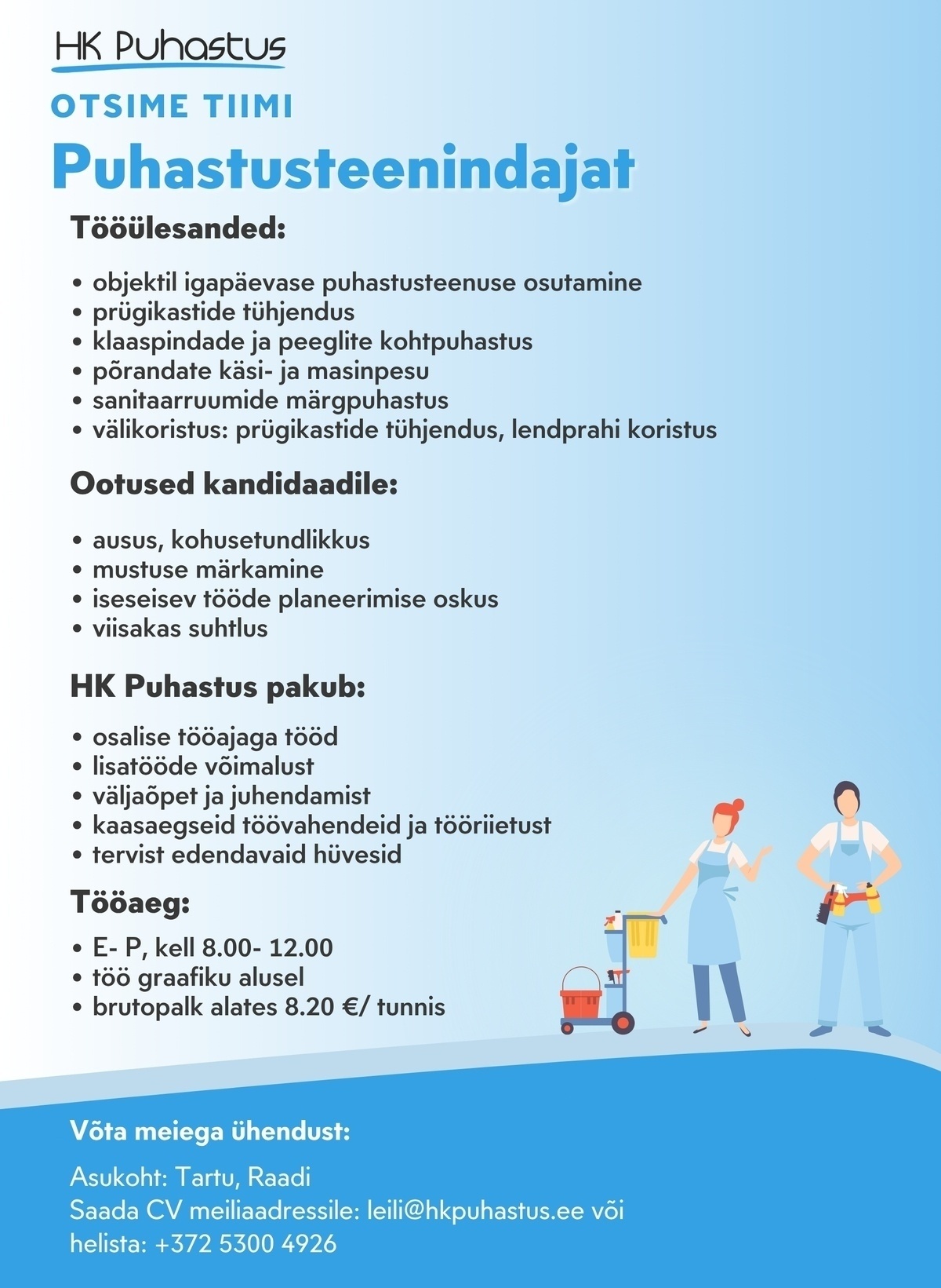 HK Puhastus OÜ Puhastusteenindaja