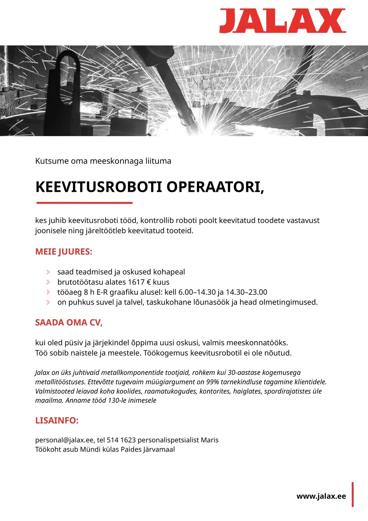 Jalax AS Keevitusroboti operaator