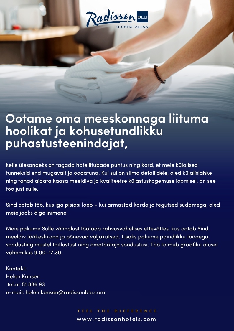 Hotell Olümpia OÜ Puhastusteenindaja