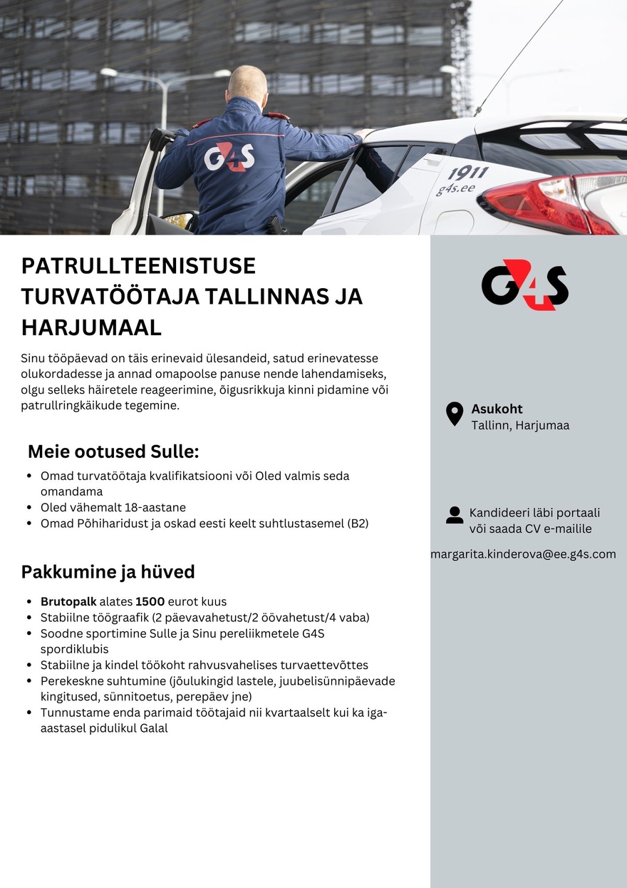 AS G4S Eesti Patrullteenistuse turvatöötaja