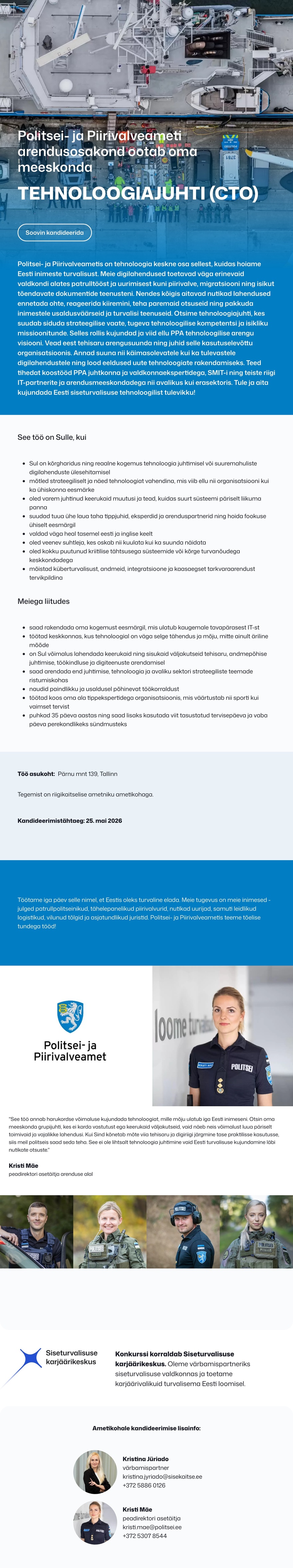 Siseturvalisuse karjäärikeskus Tehnoloogiajuht (CTO)