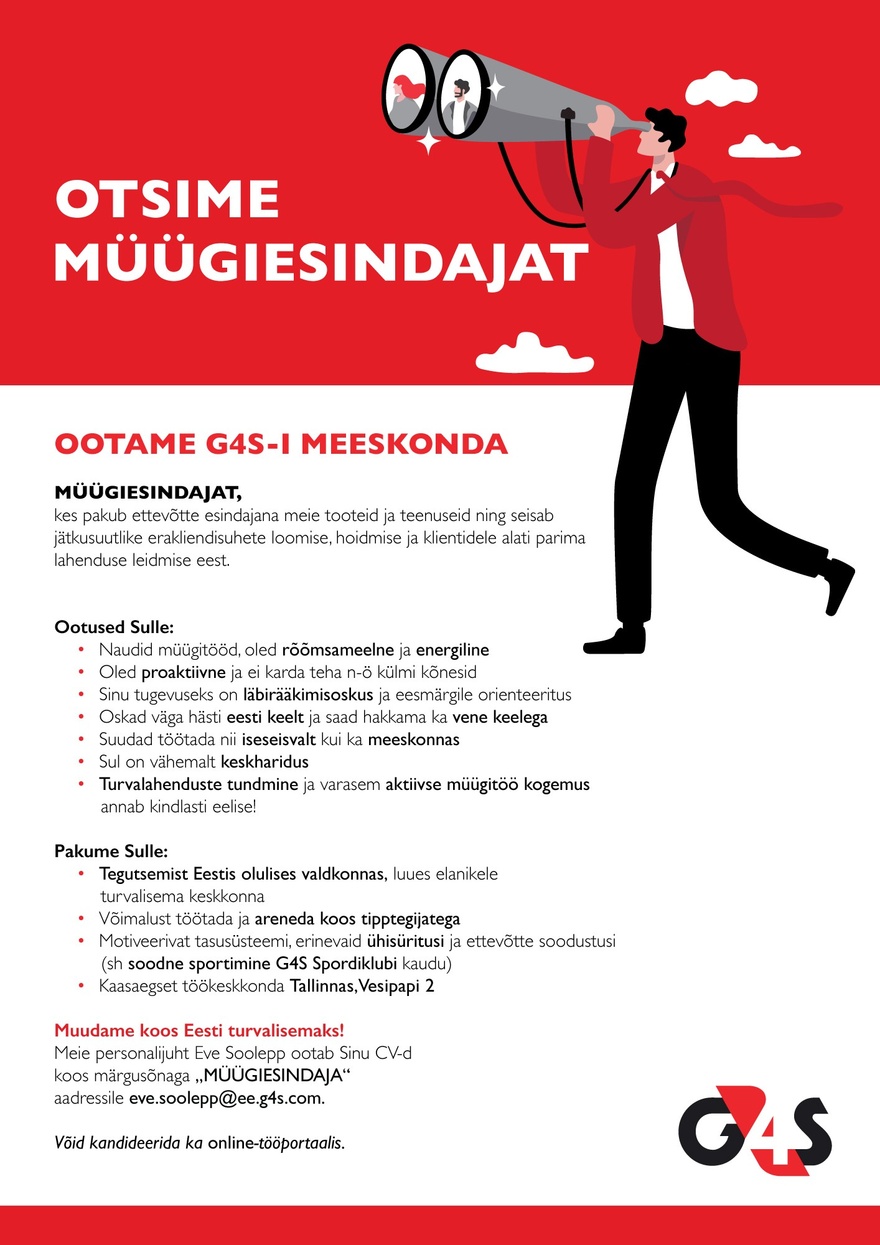 AS G4S Eesti Müügiesindaja