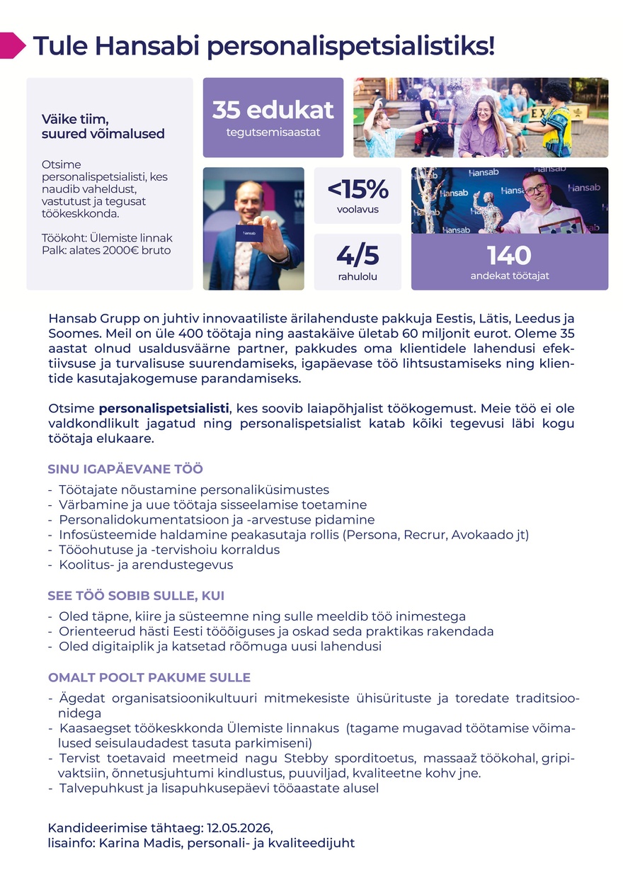AS Hansab Personalispetsialist