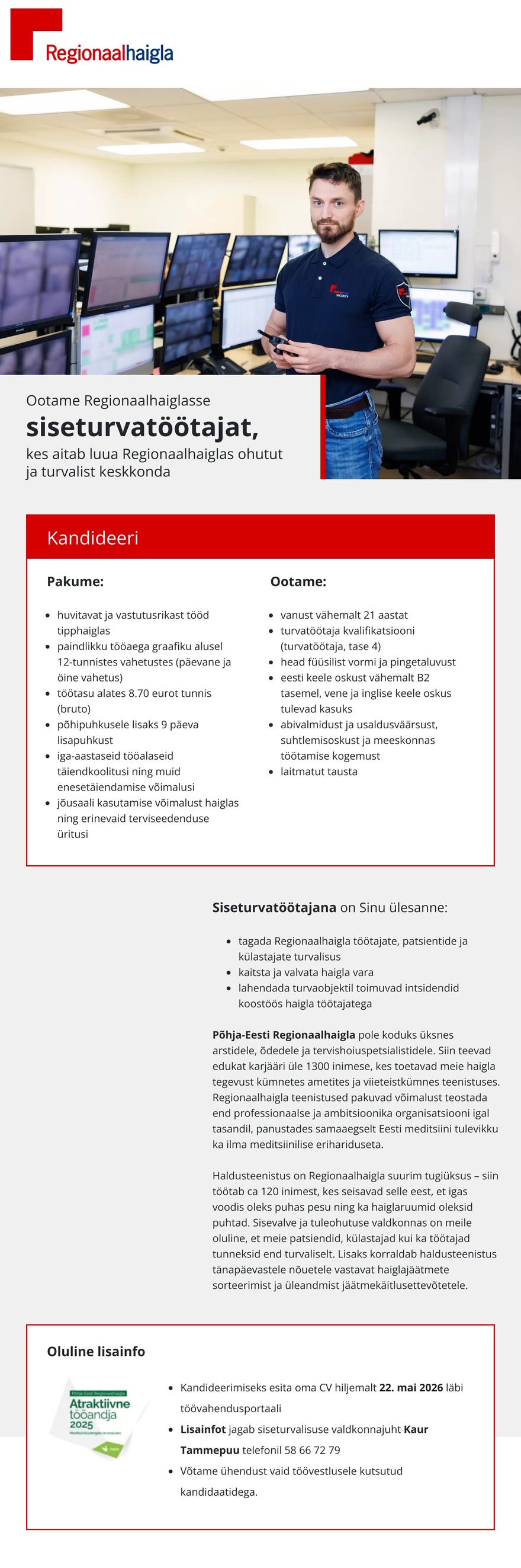 Põhja-Eesti Regionaalhaigla Siseturvatöötaja