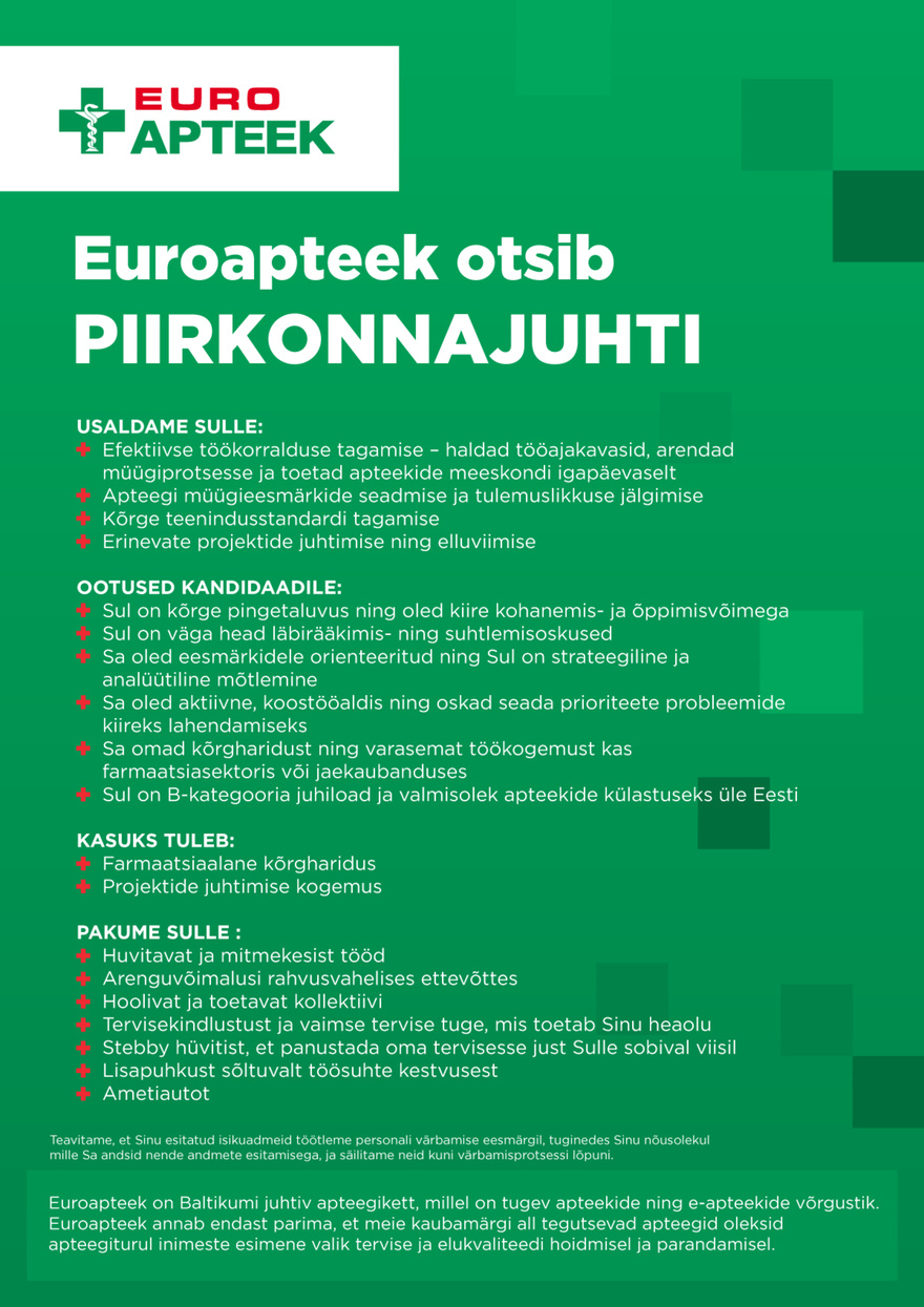 Euroapteek OÜ Piirkonnajuht