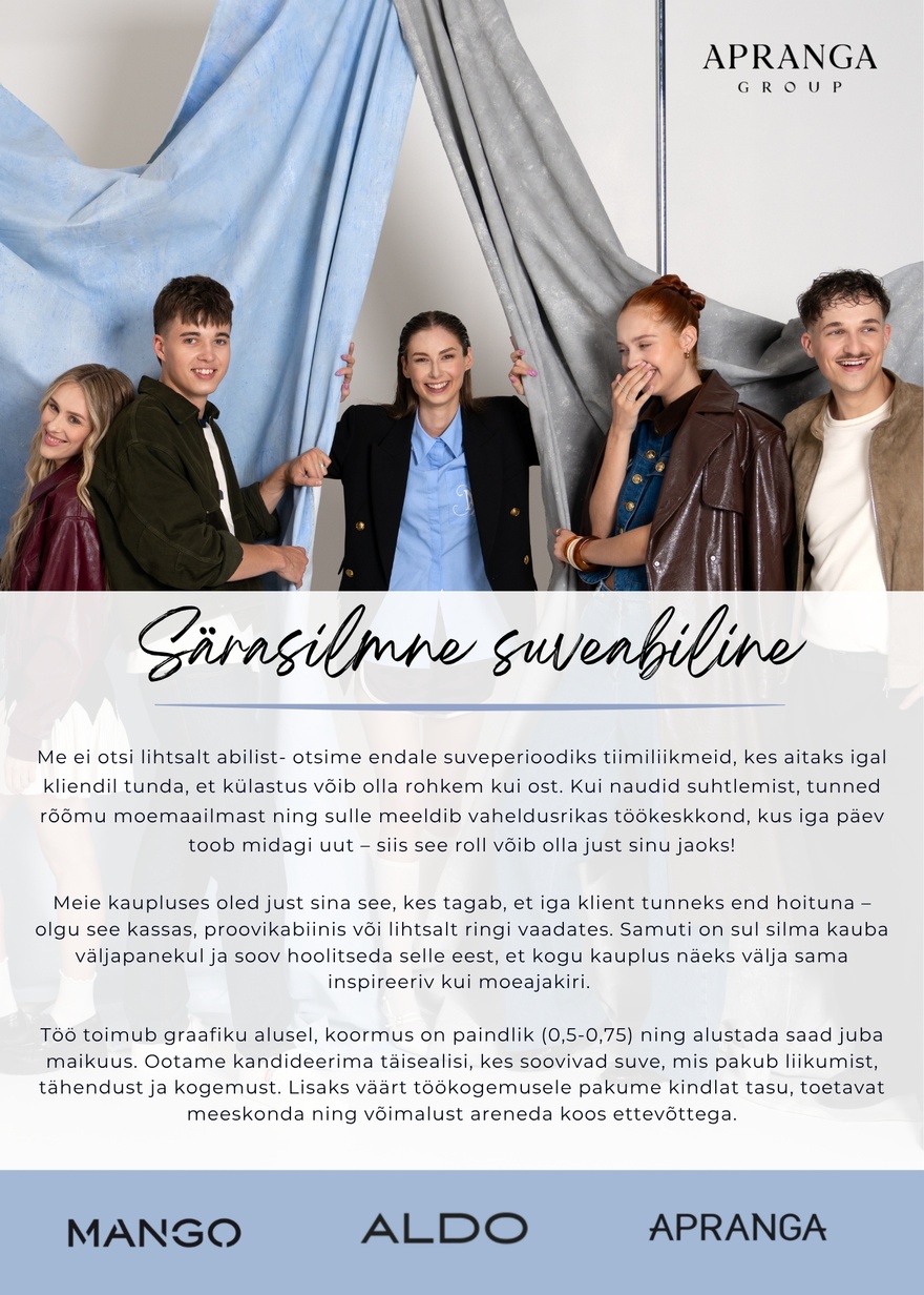 Apranga OÜ Särasilmne suveabiline - Apranga Grupi kauplustes Tartus