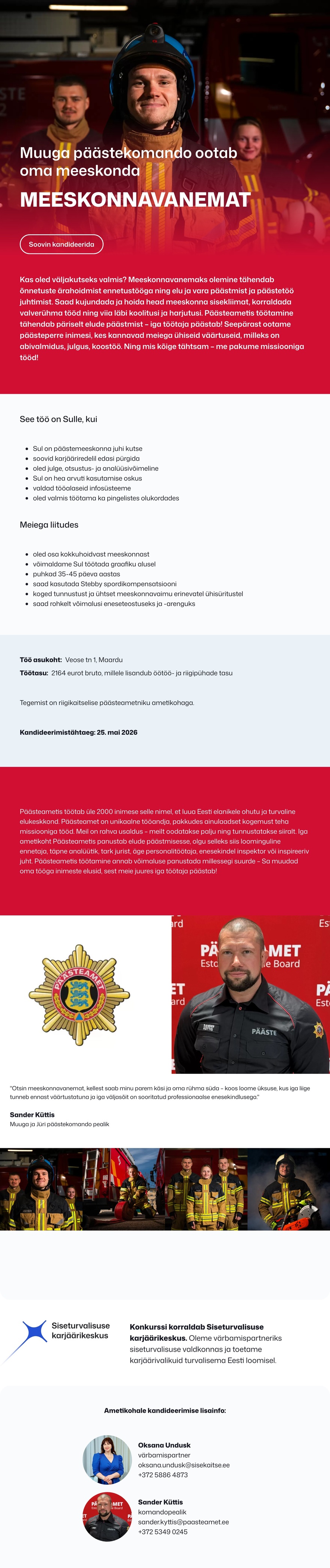 Siseturvalisuse karjäärikeskus Muuga päästekomando meeskonnavanem