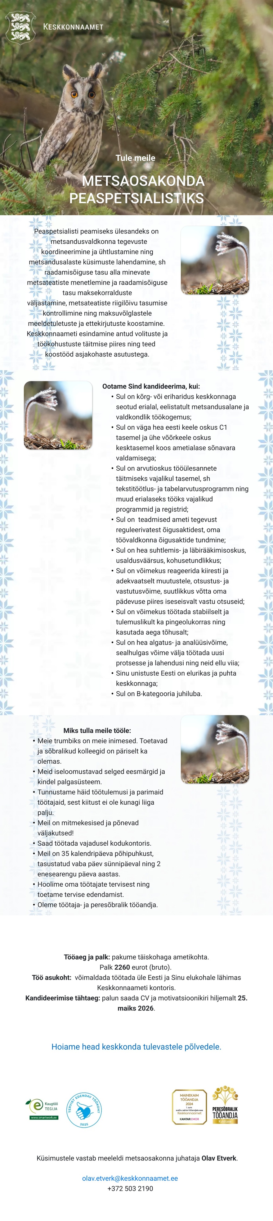 Keskkonnaamet Metsaosakonna peaspetsialist