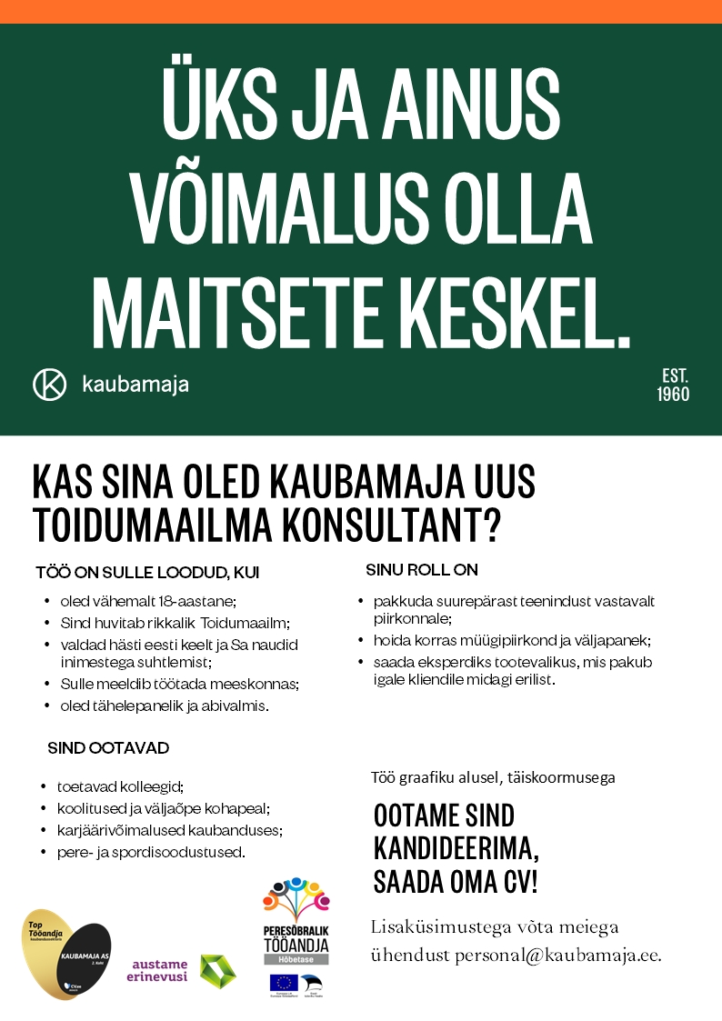 Kaubamaja Toidumaailma konsultant