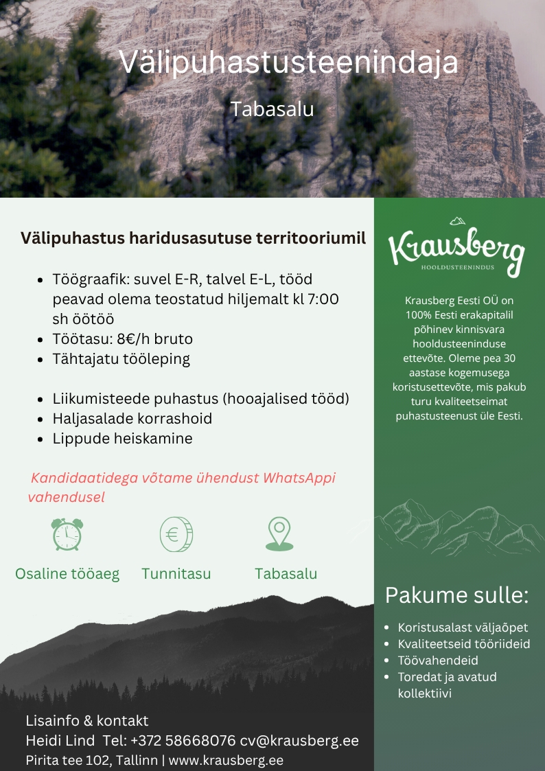 Krausberg Eesti OÜ Välipuhastusteenindaja haridusasutus, Tabasalu (osaline)