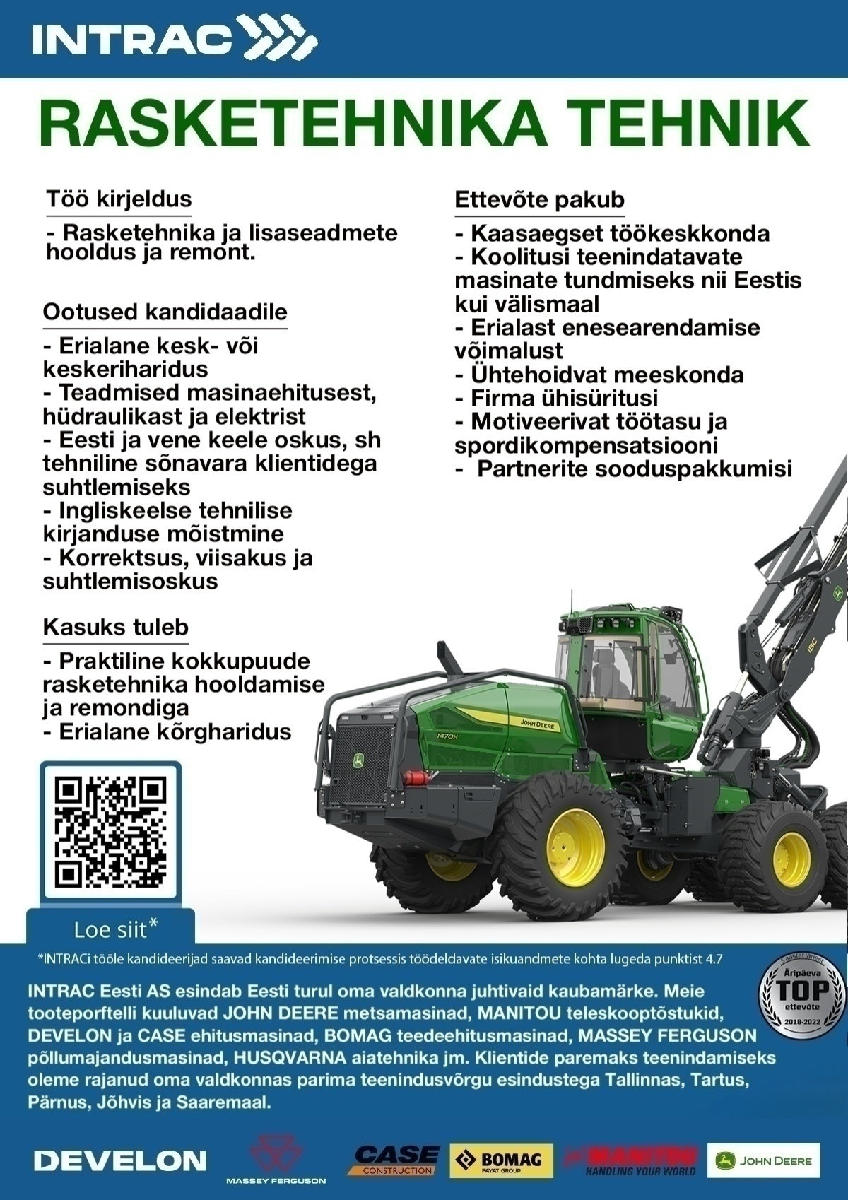 Intrac Eesti AS Rasketehnika tehnik Tartus